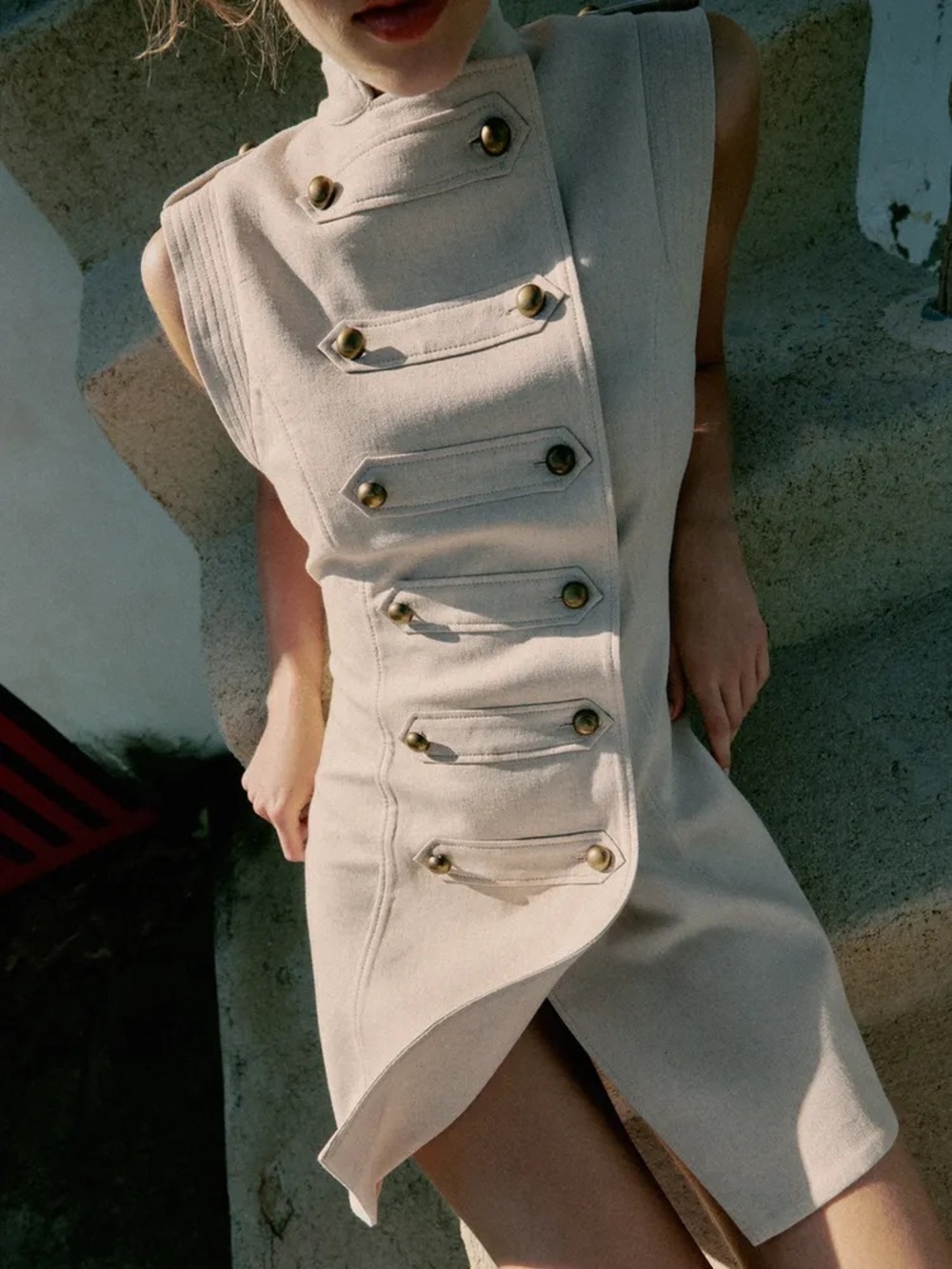 ZARA LINEN MINI DRESS WITH BUTTON FASTENING - Picture 5 of 16
